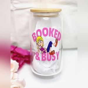 Booked and busy glass tumbler